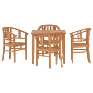 vidaXL juego de comedor para jardín 5 piezas madera maciza de teca