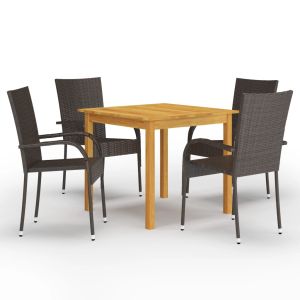 vidaXL juego de comedor para jardín 5 piezas marrón