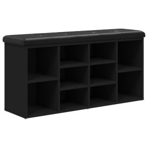 vidaXL banco zapatero madera de ingeniería negro 102x32x50 cm