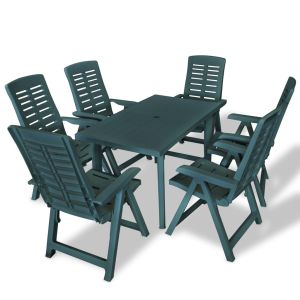 vidaXL juego de comedor de jardín 7 piezas plástico verde