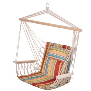 Silla coLGante madera, aLGodón y poliéster multicolor 100x106 cm Outsunny