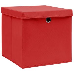 vidaXL cajas de almacenaje con tapas 10 uds tela rojo 32x32x32 cm