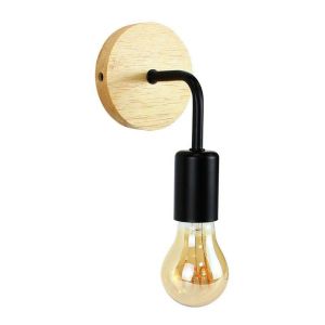 Aplique de pared negro con base de madera "elche" E27