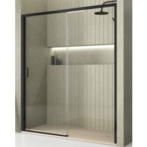 Mampara ducha frontal 1 puerta 1 fijo | negro 100cm (adap. 98-102cm)