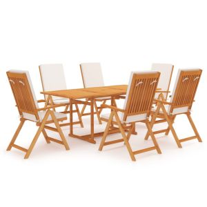 vidaXL comedor de jardín 7 piezas con cojines madera maciza de teca