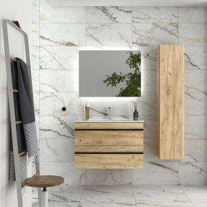 Mueble baño serie born 80 cm roble con tirador | lavabo