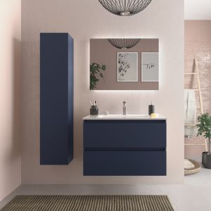 Mueble baño bequia 80cm + lavabo cerámica| azul |80x45x56