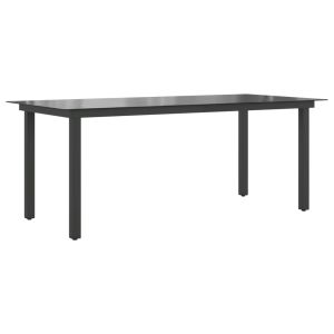 vidaXL mesa de jardín de aluminio y vidrio negra 190x90x74 cm