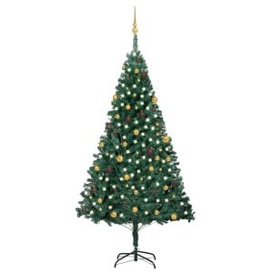 vidaXL árbol de navidad preiluminado con luces y bolas verde 240 cm