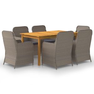 vidaXL juego de comedor para jardín 7 piezas marrón