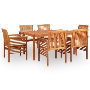 vidaXL set comedor de jardín 7 pzas y cojines madera maciza de acacia