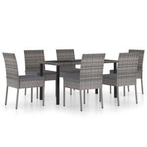 vidaXL juego de comedor para jardín 7 piezas ratán sintético gris