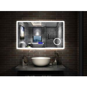 Espejo de baño LED 120×70cm + bluetooth + lupa