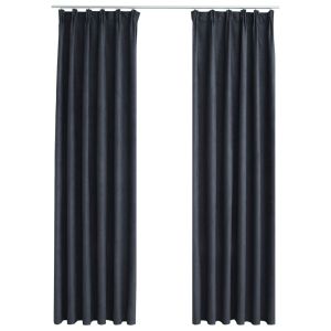 vidaXL cortinas opacas con ganchos 2 unidades gris antracita 140x175cm