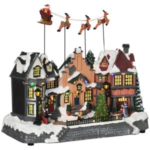 Pueblo navideño polirresina multicolor 38.5x20.5x33 cm Homcom