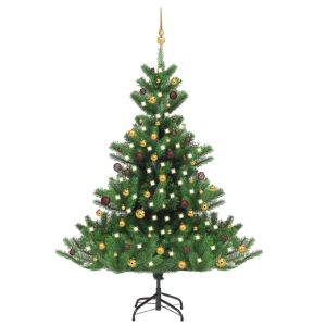 vidaXL árbol de navidad abeto nordmann con LEDs y bolas verde 180 cm