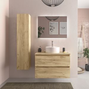 Mueble baño bequia 80 cm roble | lavabo +encimera