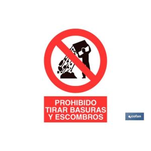 Señal poliestireno 420x297mm. Prohibido tirar basuras y escombros