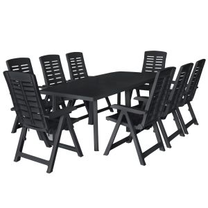 vidaXL conjunto de comedor de jardín 9 piezas plástico gris antracita