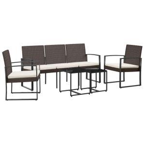 vidaXL set comedor de jardín 5 pzas y cojines pp aspecto ratán marrón