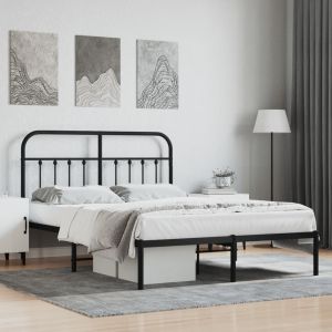 Cama 135x190 cm con cabecero metal negro