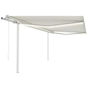 vidaXL toldo automático con LED y sensor de viento crema 4,5x3,5 m