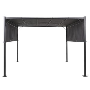 Pérgola de jardín con luces LED 310 x 310 cm gris oscuro parga