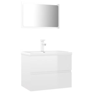 vidaXL conjunto de muebles de baño aglomerado blanco brillante