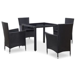 vidaXL juego de comedor de jardín 5 piezas ratán sintético negro