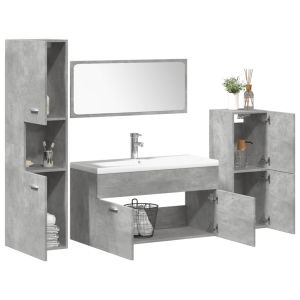Set muebles de baño 5 piezas madera ingeniería gris hormigón esb5120