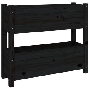 vidaXL jardinera de madera maciza de pino negro 77x25x66 cm