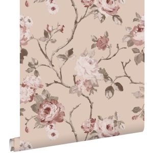 Estahome papel pintado flores vintage rosa viejo - 0.53 x 10.05 m - 139476