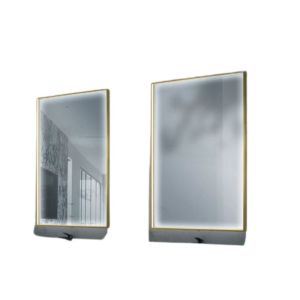 Espejo rectangular LED antivaho 80x140 negro 3000k calida