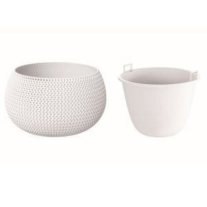 Maceta redonda con deposito splofy bowl plastico blanco 23,9x16,1 cm