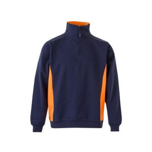 Sudadera bicolor cremallera s azul navy/naranja