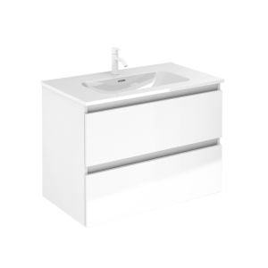 Conjunto mueble baño suspendido con 2 cajones + lavabo 【ancho 60】【blanco】