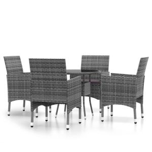 vidaXL juego de comedor de jardín 5 piezas ratán sintético gris