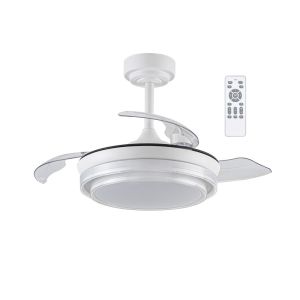 Ventilador de techo con luz LED 46w y aspas plegables mesina mini blanco