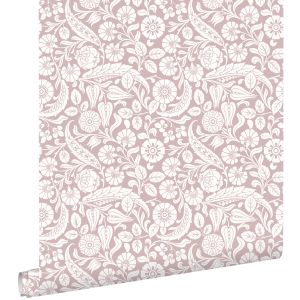 Estahome papel pintado diseño floral morado claro - 50 x 900 cm - 139331