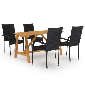 vidaXL juego de comedor para jardín 5 piezas negro