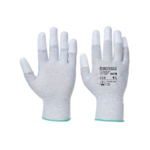 Guante vending fingertip antiestático recubierto de pu, color gris, talla s