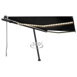 vidaXL toldo automático LED sensor de viento gris antracita 450x350 cm