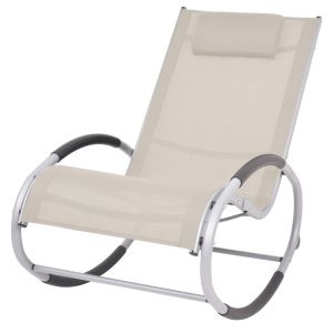 vidaXL silla mecedora de jardín de textilene color crema