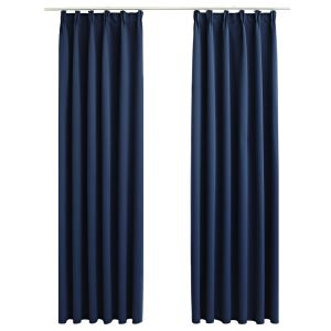 vidaXL cortinas opacas con ganchos 2 piezas azul 140x175 cm