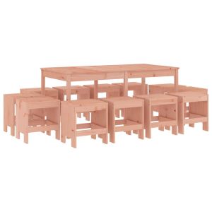 vidaXL juego de comedor de jardín 13 pzas madera maciza abeto douglas