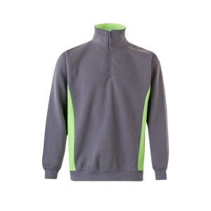 Sudadera bicolor cremallera 2xl gris/verde lima