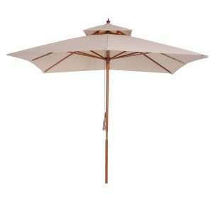Sombrilla de jardín bambú, madera de álamo y tela poliéster color beige