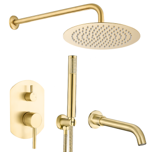 Valaz ducha empotrada de bañera pared ovalada dorado cepillado duero 20cm