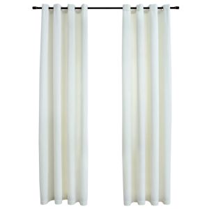 vidaXL cortinas opacas con anillas 2 uds terciopelo crema 140x175 cm