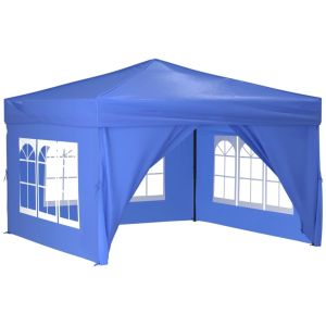 vidaXL carpa para fiestas plegable con paredes laterales azul 3x3 m